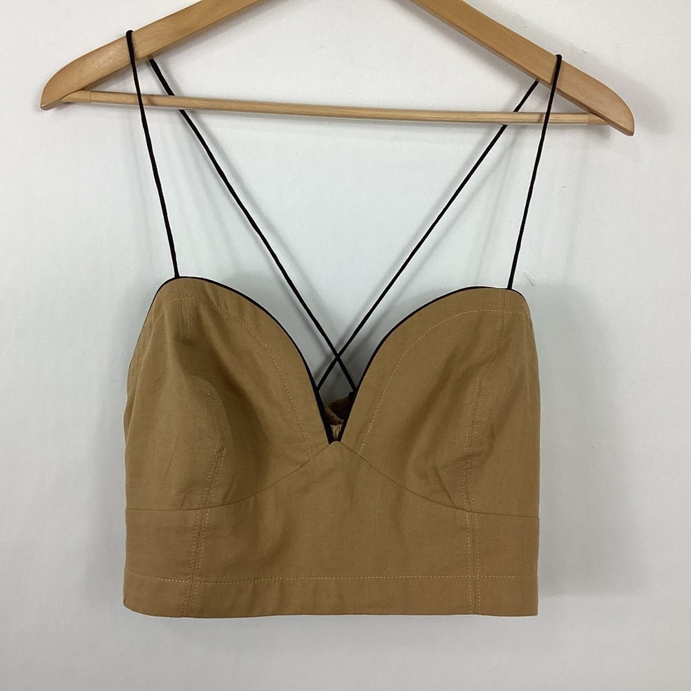 Maeve By Anthropologie Seamed Contrast Corset Crop Top Size 10